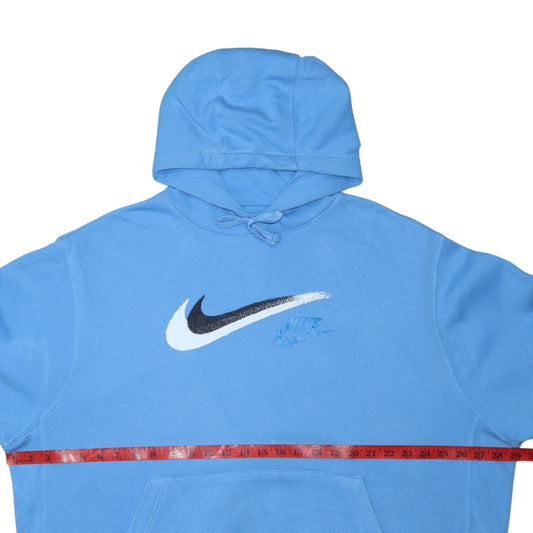Nike Womens Blue XL Pullover Hoodie with Logo Print