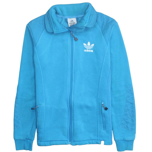Adidas Womens Blue Cotton Full Zip Track Jacket Size M