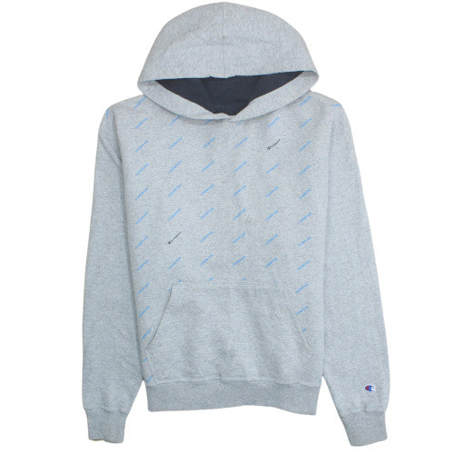 Champion Mens Grey Pullover Hoodie L Fleece Logo Sweatshirt