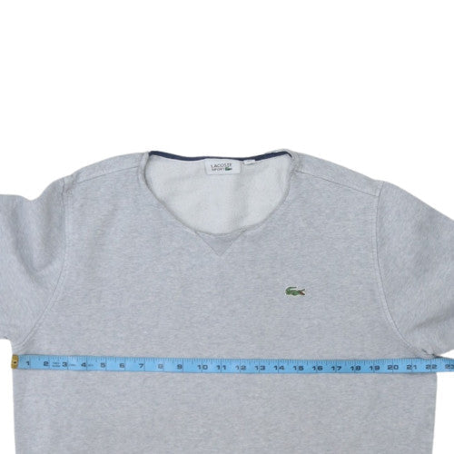 Lacoste Sport Womens Grey Pullover Sweatshirt Size M Cotton Blend Logo Classic Fit