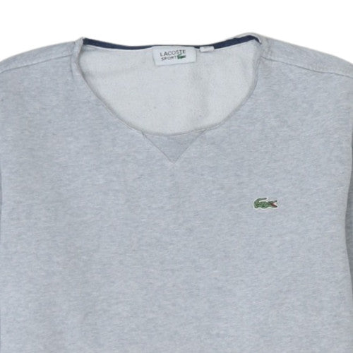 Lacoste Sport Womens Grey Pullover Sweatshirt Size M Cotton Blend Logo Classic Fit