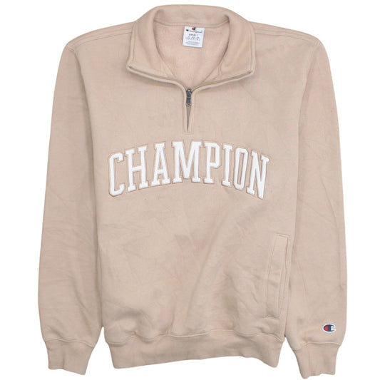 Champion Women Beige Small 1/4 Zip Pullover Sweatshirt Fleece Lined