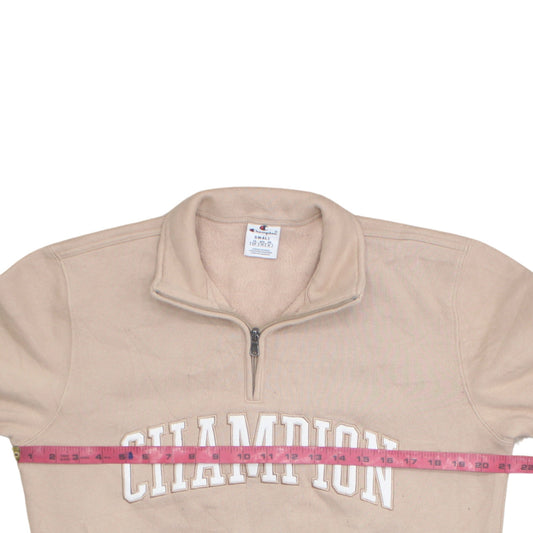 Champion Women Beige Small 1/4 Zip Pullover Sweatshirt Fleece Lined