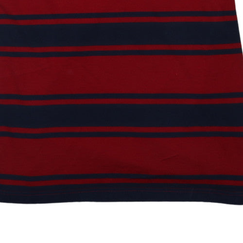 Nautica Men's Red Navy Striped 2XL Cotton Polo Shirt