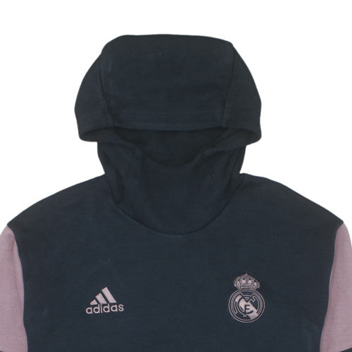 adidas Men's Black Pullover Hoodie XL Real Madrid Fleece Sweatshirt