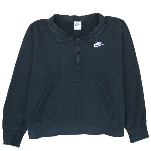 Nike Women Black 1X Pullover Half Zip Sweatshirt with Logo