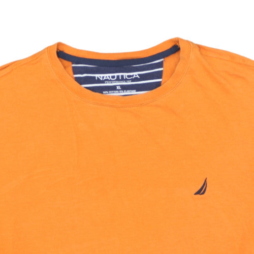 Nautica Men's Orange Performance Cotton Stretch Crew Neck T-Shirt XL