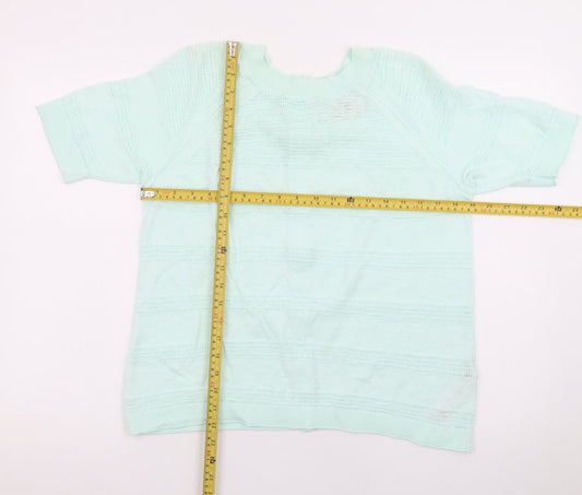 FatFace Womens Green Knit Button Cardigan UK 6 Short Sleeve Crew Neck