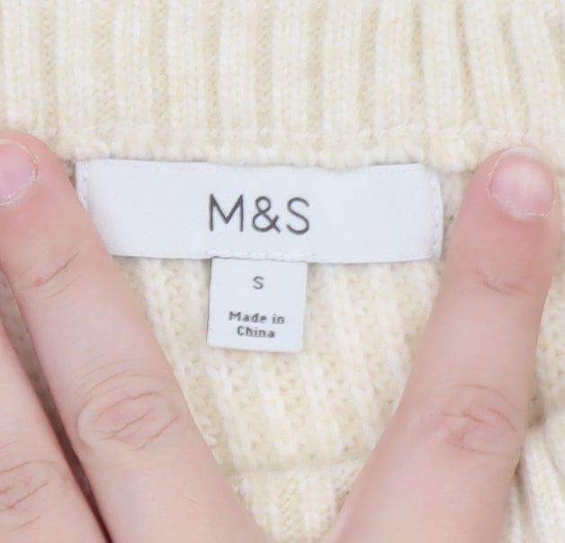 Marks and Spencer Women Ivory Wool Chunky Knit Jumper S