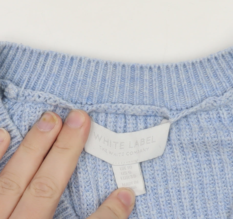 The White Company Women’s Blue Wool Cashmere V-Neck Jumper Size 10