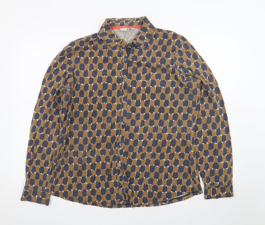 Boden Women’s Brown Geometric Long Sleeve Button-Up Shirt Size 10
