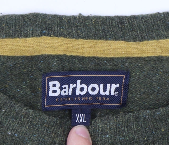 Barbour Men’s Green 2XL Wool Crew Neck Pullover Jumper