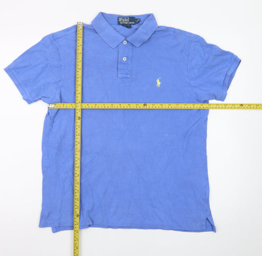 Ralph Lauren Men's Blue Slim Fit Cotton Polo Shirt L