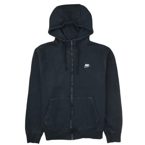 Nike Men Black Full Zip Hoodie Fleece Logo M Excellent Condition