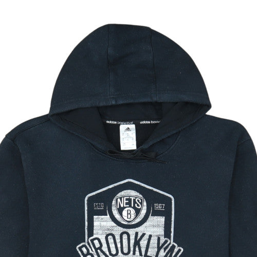 Adidas Men’s Black XL Pullover Fleece Hoodie Brooklyn Nets Logo
