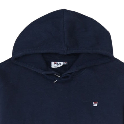 FILA Men’s Blue XL Pullover Hoodie with Logo and Striped Sleeves