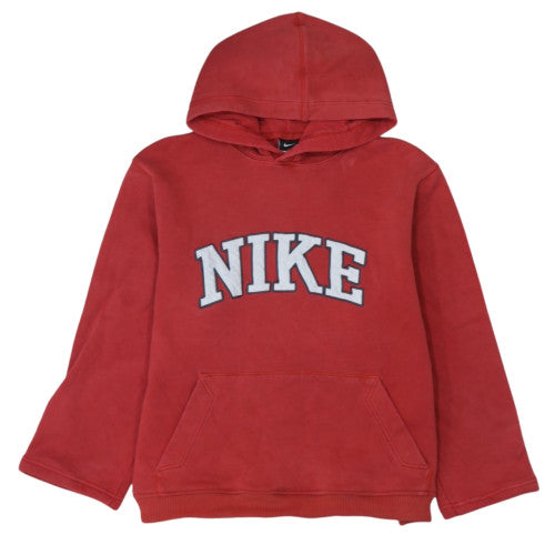 Nike Womens Red Pullover Hoodie L Cotton Blend Casual Sweatshirt