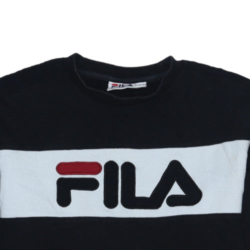 FILA Mens Black Small Crew Neck Pullover Logo Sweatshirt