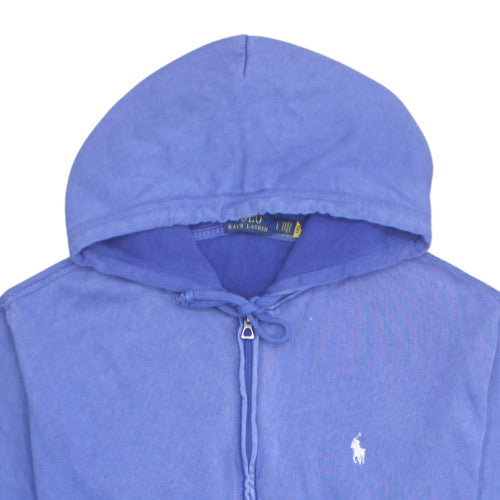 Ralph Lauren Men's Blue Full Zip Hoodie Size L Cotton Logo