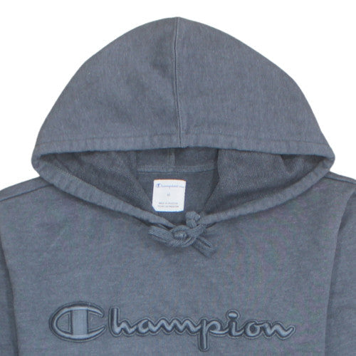 Champion Men's Grey Pullover Hoodie M Embroidered Logo Fleece