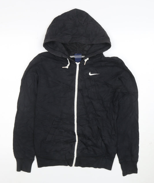 Nike Women's Black XS Full Zip Hoodie Cotton Blend Zip Pockets