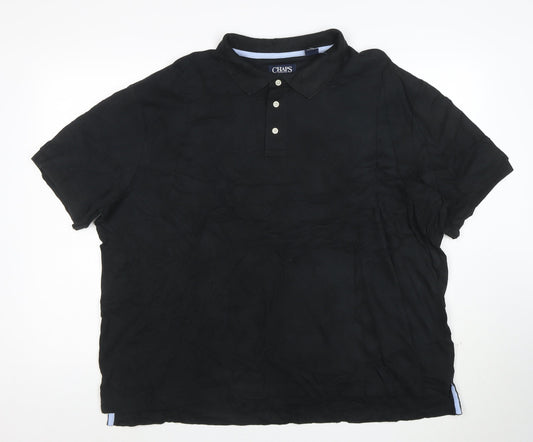Chaps Men's Black 2XL Cotton Polo Shirt Classic Short Sleeve
