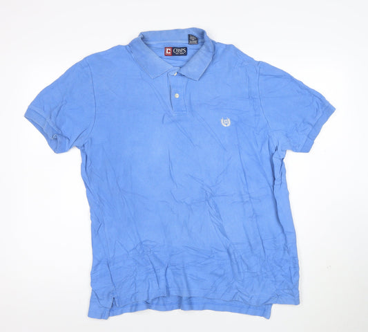 Chaps Men's Blue Cotton Short Sleeve Polo Shirt Size L