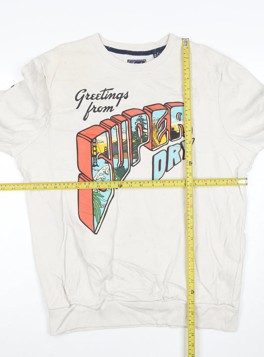 Superdry Mens White XL Graphic Print Crew Neck Pullover Sweatshirt