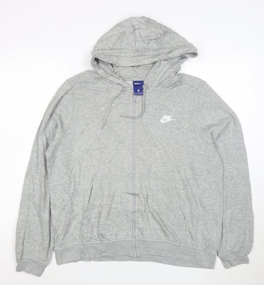 Nike Men's Grey Full Zip Hoodie L Lightweight Cotton Blend
