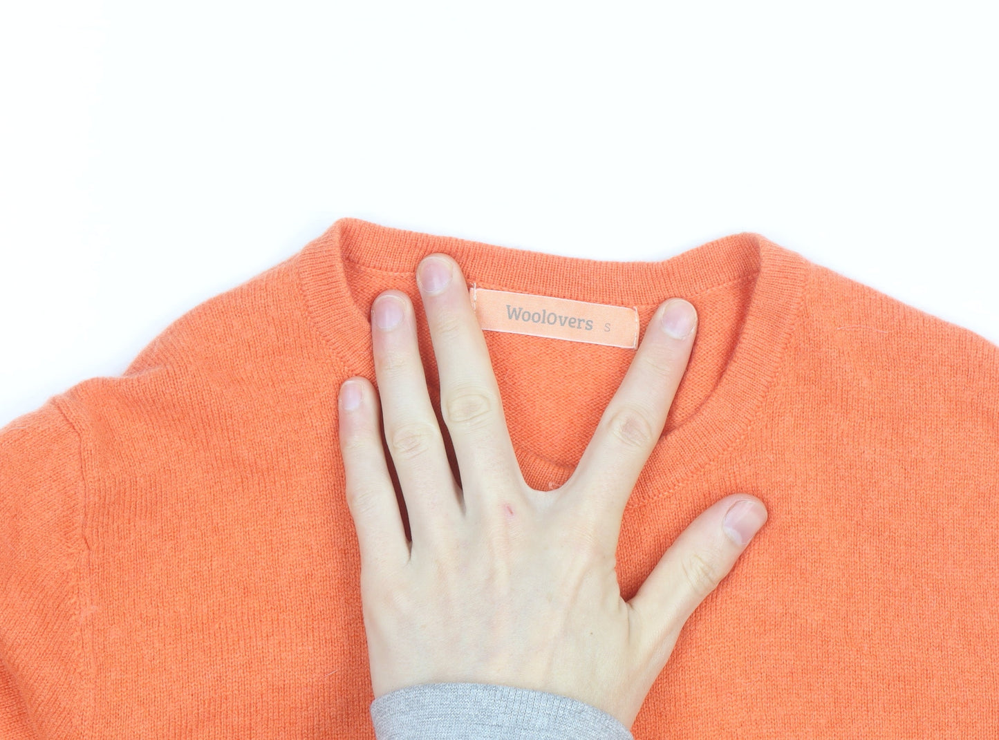 Woolovers Women's Orange Cashmere Merino Crew Neck Cardigan Size S