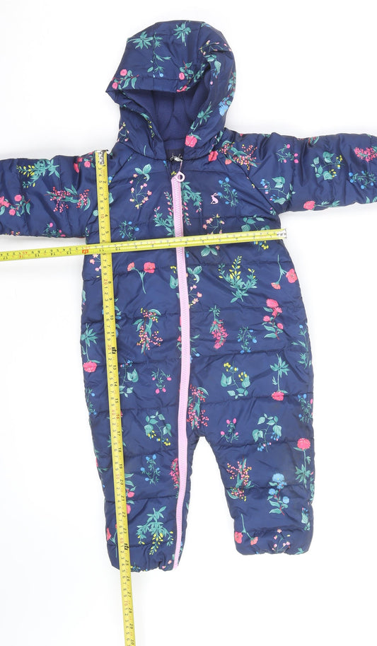 Joules Unisex Baby Navy Floral Hooded Puffer Snowsuit 12-18 Months