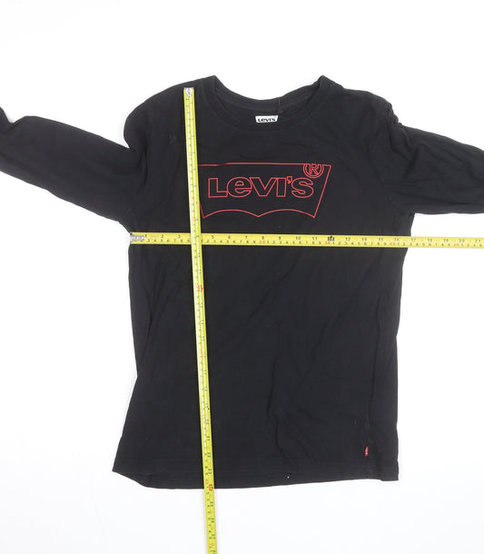 Levi's Men's Black Long Sleeve Cotton Graphic Logo Top L