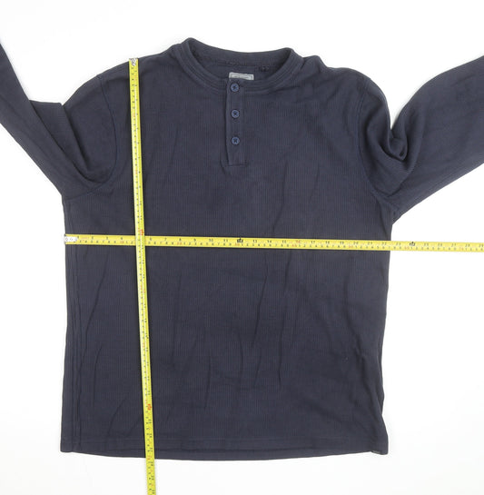 FatFace Men's Blue Cotton Henley Long Sleeve Casual Shirt Size L
