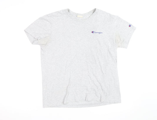 Champion Men's Grey Small Crew Neck Logo T-Shirt