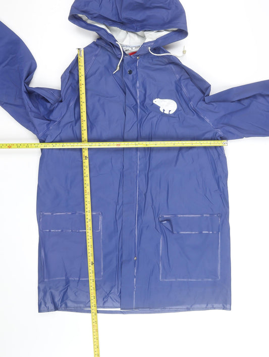 Uniroyal Men's Blue Waterproof Long Rain Coat Jacket Hooded Size S