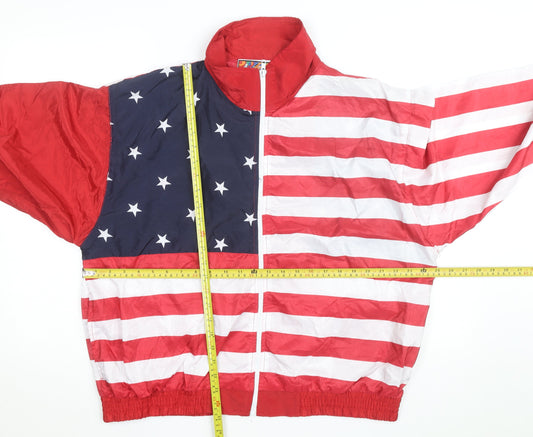 Angel Sports Men's Multicoloured XL USA Flag Windbreaker Jacket