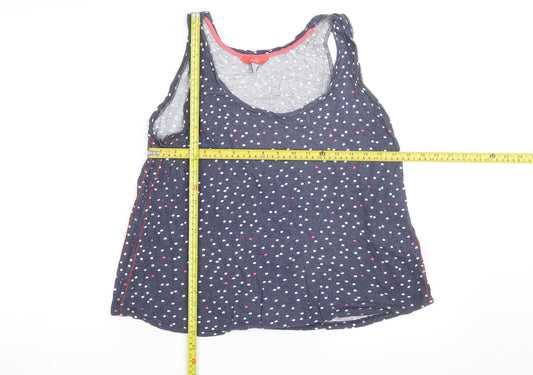Joules Women's Blue Polka Dot Cotton Sleeveless Tank Top Size 14