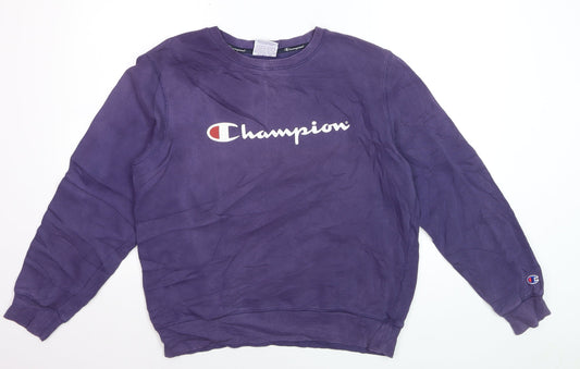 Champion Men's Purple Logo Pullover Sweatshirt M Regular Fit
