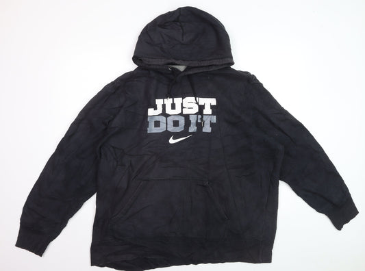 Nike Mens Black 2XL Pullover Hoodie Just Do It Sports Fleece