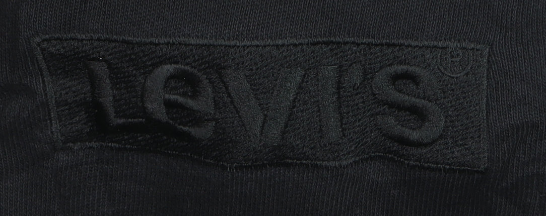 Levi's Men's Black Pullover Hoodie Size L Logo Embroidered Fleece