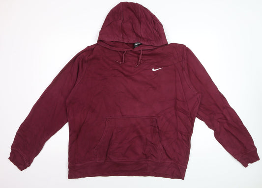 Nike Men's Red XL Pullover Hoodie with Logo