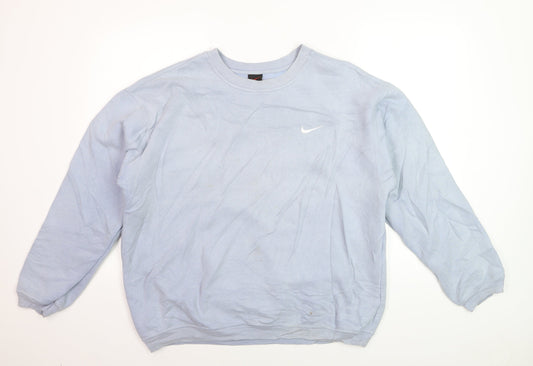 Nike Womens Blue Pullover Sweatshirt XL 80% Cotton Casual Classic