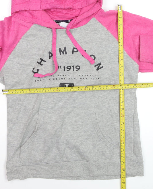Champion Women’s Grey & Pink Pullover Hoodie Size L