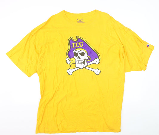 Champion Men's Yellow ECU Pirate Graphic 3XL Cotton T-Shirt