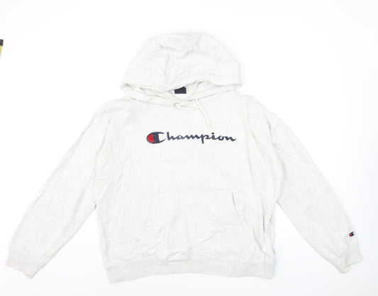 Champion Mens Grey Pullover Hoodie Medium Logo Sportswear