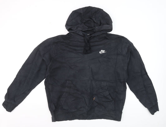 Nike Men's Black Pullover Hoodie L Logo Fleece Sweatshirt