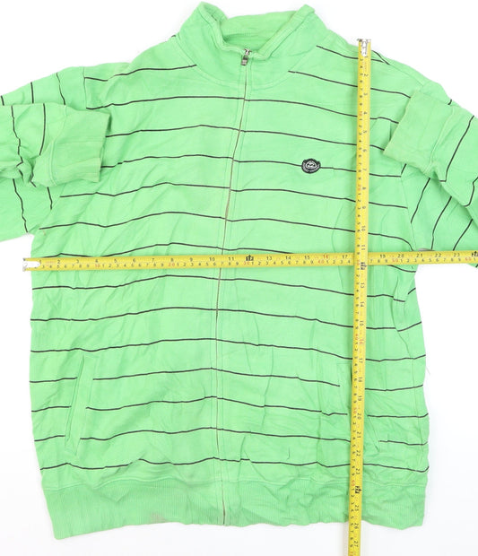 Billabong Men's Green Striped Full Zip Sweatshirt L