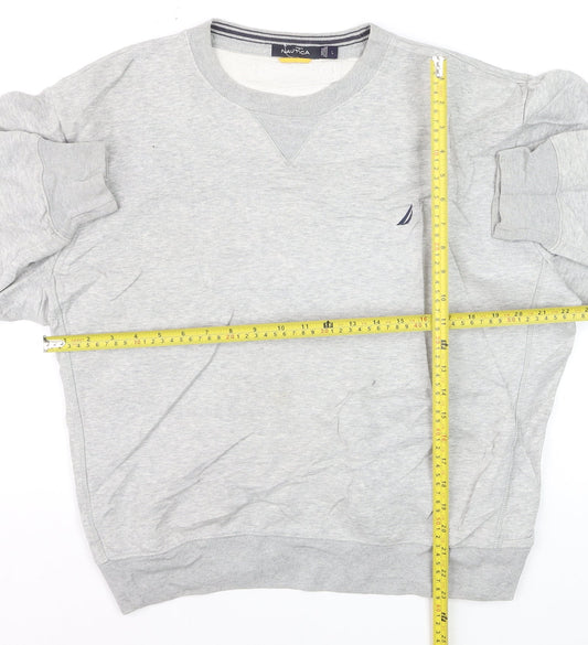 Nautica Men's Grey Crew Neck Pullover Sweatshirt L Regular Fit