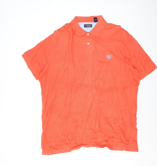 Chaps Mens Orange XL Regular Fit Short Sleeve Cotton Polo Shirt