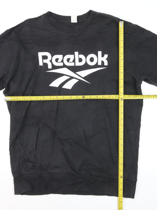 Reebok Men's Black Logo Crew Neck Pullover Sweatshirt L